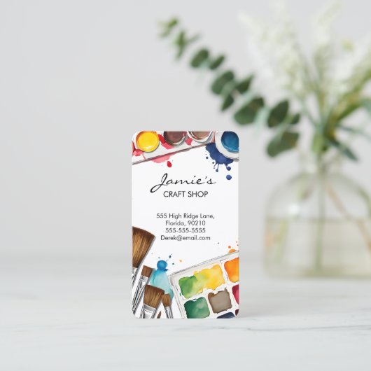 Craft Shop Business Card | Paint & Art Studio  Visitekaartje (Staand voorkant)