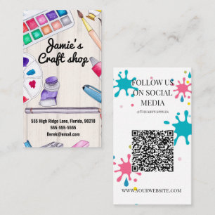 Craft Shop Verf Kunstenaarswerkplaats kinder Visitekaartje