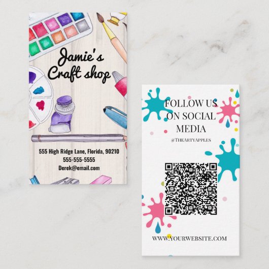 Craft Shop Verf Kunstenaarswerkplaats kinder Visitekaartje (Voorkant / Achterkant)