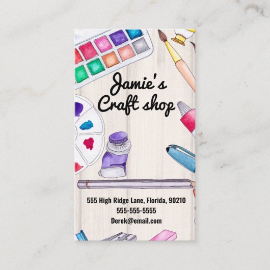 Craft Shop Verf Kunstenaarswerkplaats kinder Visitekaartje (Voorkant)