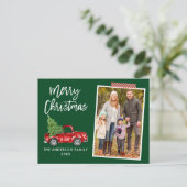 Craft Tape Brush Script Truck Christmas Green Briefkaart (Staand voorkant)
