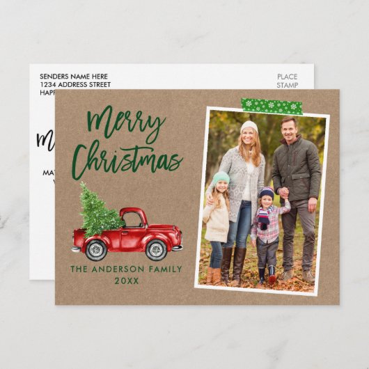 Craft Tape Brush Script Truck Kraft Kerstmis Briefkaart (Voorkant / Achterkant)