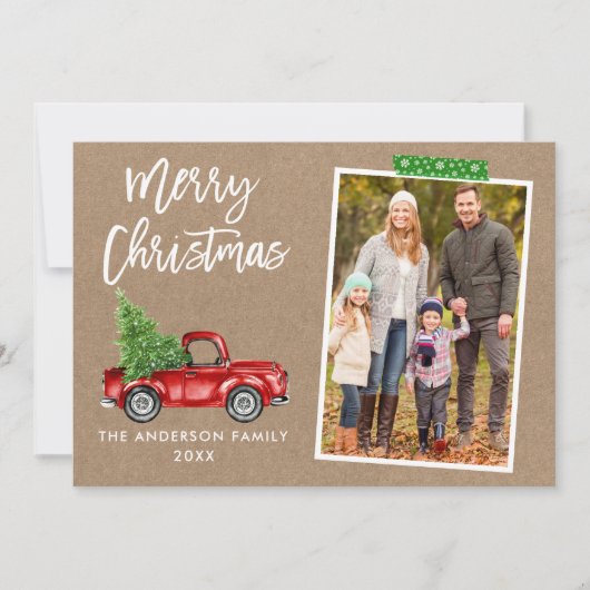 Craft Tape Brush Script Truck Kraft Kerstmis Feestdagenkaart (Voorkant)