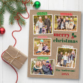 Craft Tape Holly Merry Kerstmis 5 Foto Kraft Briefkaart