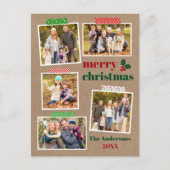 Craft Tape Holly Merry Kerstmis 5 Foto Kraft Briefkaart (Voorkant)