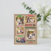 Craft Tape Holly Merry Kerstmis 5 Foto Kraft Briefkaart (Staand voorkant)