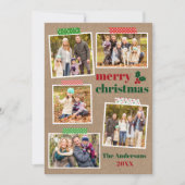 Craft Tape Holly Merry Kerstmis 5 Foto Kraft Feestdagenkaart (Voorkant)