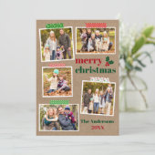 Craft Tape Holly Merry Kerstmis 5 Foto Kraft Feestdagenkaart (Staand voorkant)