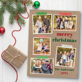 Craft Tape Merry Kerstmis 5 Foto Kraft Briefkaart