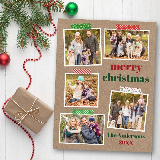 Craft Tape Merry Kerstmis 5 Foto Kraft Briefkaart
