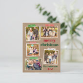 Craft Tape Merry Kerstmis 5 Foto Kraft Briefkaart (Staand voorkant)