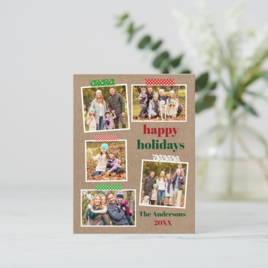 Craft Tape Prettige feestdagen 5 Photo Kraft Briefkaart (Staand voorkant)