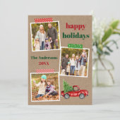 Craft Tape Red Truck Holiday Kraft Kaart (Staand voorkant)