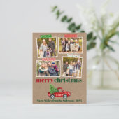 Craft Tape Red Truck kerstkraft Foto Briefkaart (Staand voorkant)