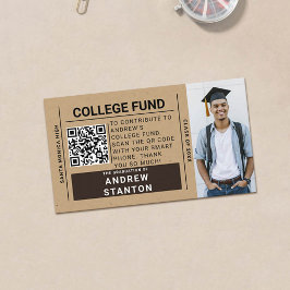 Craft Tartan Plaid Boy Afstuderen College Fund QR Informatiekaartje