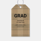 Craft Tartan Plaid Modern Simple Boy Afstuderen Cadeaulabel (Voorkant)