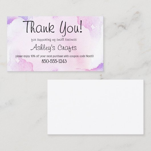 Craft Vinyl Hartelijk dank Visitekaartje (Voorkant / Achterkant)