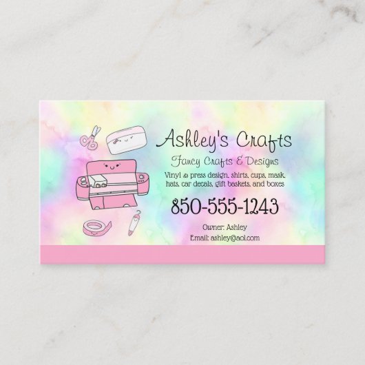 Craft Vinyl Rainbow Silhouette Cricut Waterverf B Visitekaartje (Voorkant)