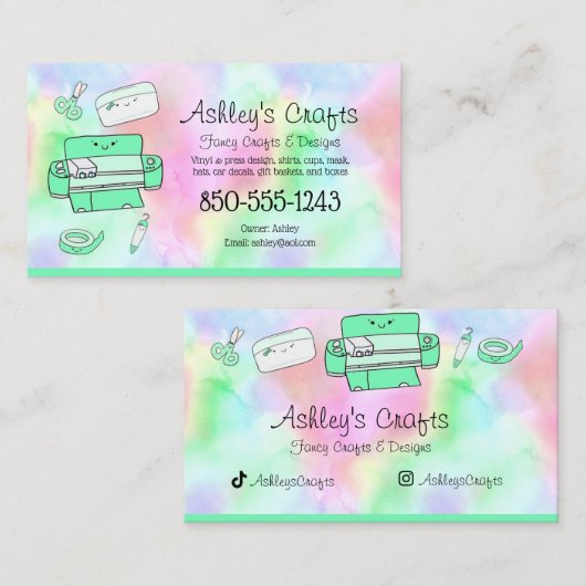 Craft Vinyl Rainbow Silhouette Cricut Waterverf Visitekaartje (Voorkant / Achterkant)
