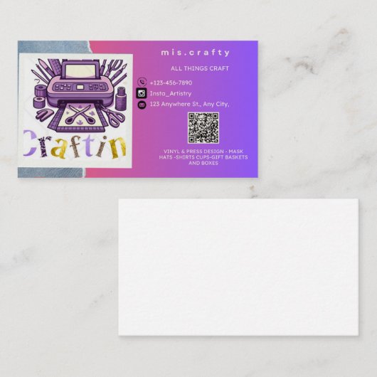 Craft Vinyl Visitekaartje (Voorkant / Achterkant)