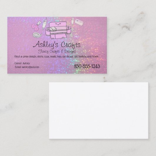 Craft Vinyl Visitekaartje Hologram Roze (Voorkant / Achterkant)