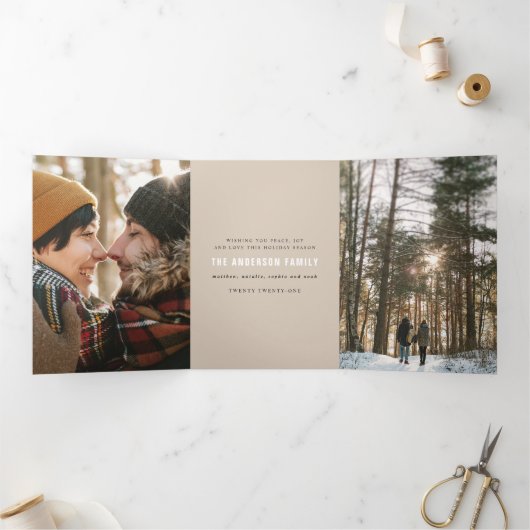 Craft Vrolijk Kerstfeest Multi Foto Drieluik Wenskaart (Binnen)