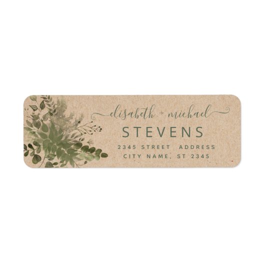 Craft waterverf greenery eucalyptus koppel script etiket (Voorkant)