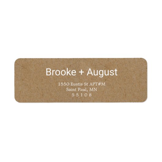 Craft witte lettertype retour adreslabels etiket (Voorkant)