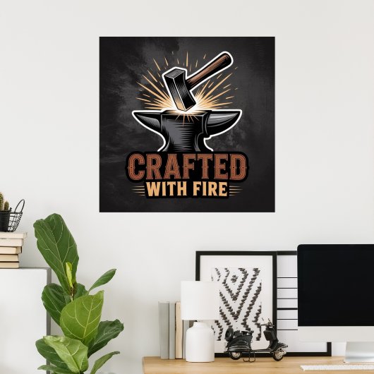Crafted With Fire – Rustic Artisan  Poster (Thuiskantoor)