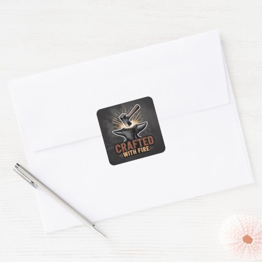 Crafted With Fire – Rustic Artisan Sticker (Envelop)