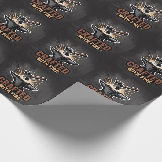 Crafted With Fire – Rustic Artisan Sticker Cadeaupapier (Hoek)