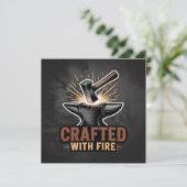 Crafted With Fire – Rustic Artisan Sticker Kaart (Staand voorkant)