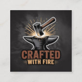 Crafted With Fire – Rustic Artisan Sticker Vierkante Visitekaartje (Voorkant)