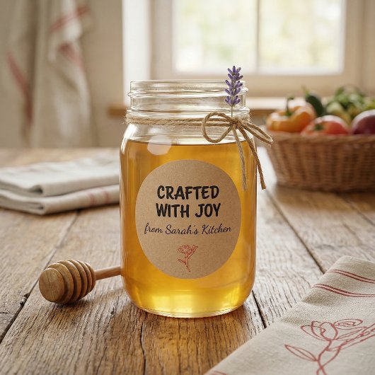 Crafted With Joy Kraft Personalized  Ronde Sticker