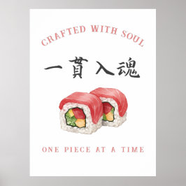 Crafted with Soul" Sushi ‐Japanese‐寿司‐kanji Poster