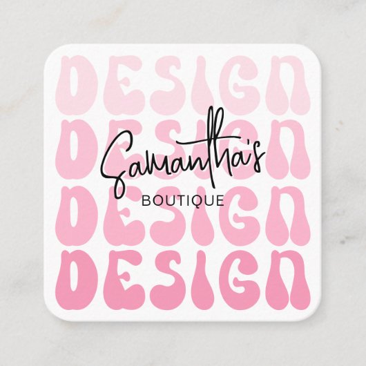 Crafter Handgemaakte Design Artiest Retro Pink Mod Vierkante Visitekaartje (Voorkant)