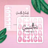 Crafter Handgemaakte Design Artiest Retro Pink Mod Vierkante Visitekaartje