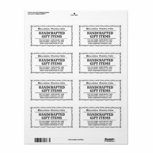 Crafter Product Name & Description on a Etiket (Full Sheet)