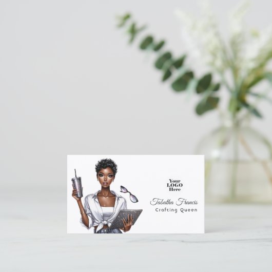 Crafting Queen Design voor Afro-Amerikaanse ambach Visitekaartje (Staand voorkant)