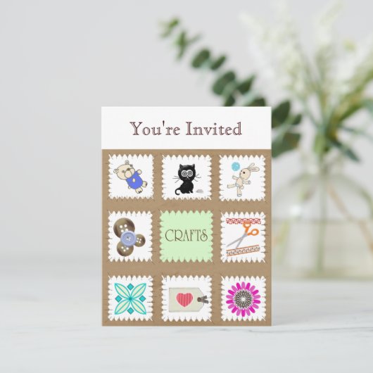 Crafts, je bent uitgenodigd kaart (Staand voorkant)