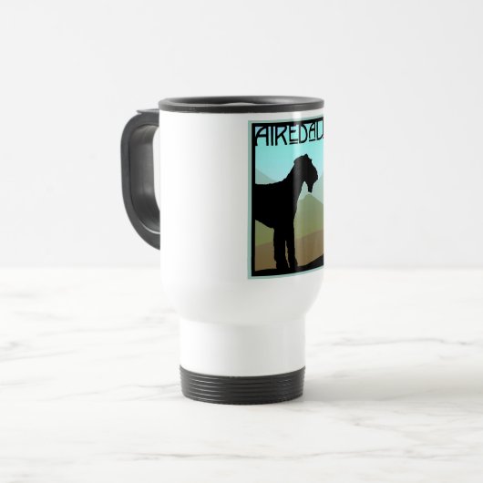 Craftsman Airedale Terrier Reisbeker (Voorkant links)