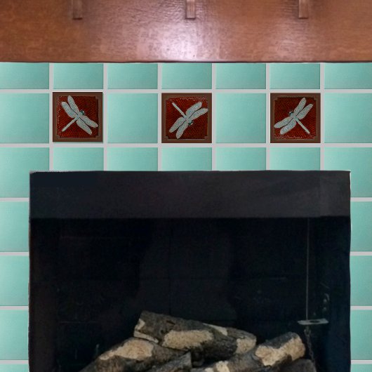 Craftsman Dragonfly Tegel, bruin en turquoise Tegeltje