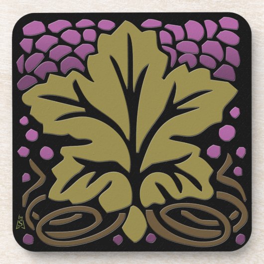 Craftsman Grape Leaf en Grapes Onderzetter (Voorkant)