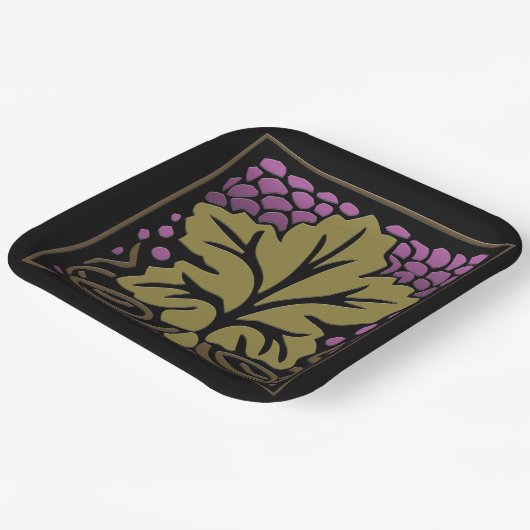 Craftsman Grape Leaf en Grapes Papieren Bordje (Gebogen)