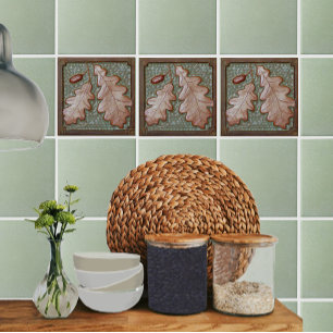 Craftsman Oak leaf Ceramic Decorative tegel Tegeltje