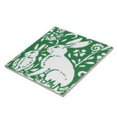 Craftsman Style Rabbit Bunny Emerald Green Floral Tegeltje (Zijkant)