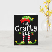 Crafty Christmas Elf Matching Pajama X-mas Party Kaart (Gele Bloem)