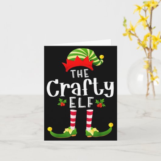 Crafty Christmas Elf Matching Pajama X-mas Party  Kaart (Gele Bloem)