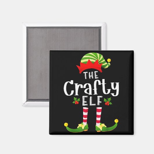Crafty Christmas Elf Matching Pajama X-mas Party  Magneet (Voorkant / Achterkant)