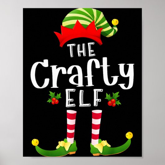 Crafty Christmas Elf Matching Pajama X-mas Party  Poster (Voorkant)